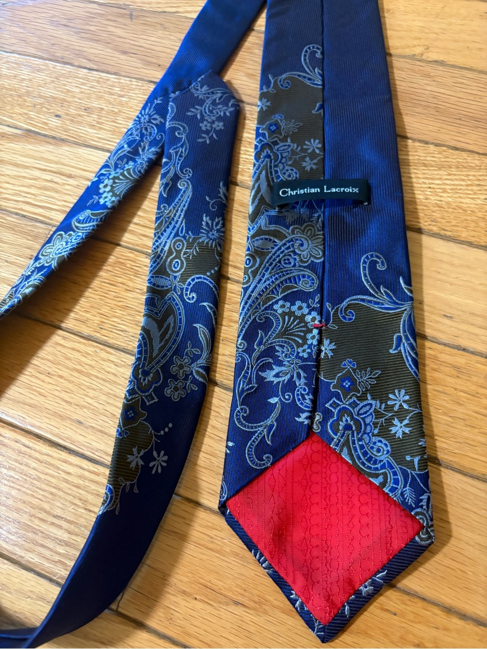 Christian Lacroix Navy Blue Paisley 100% Silk Designer Tie Men’s Luxury Necktie